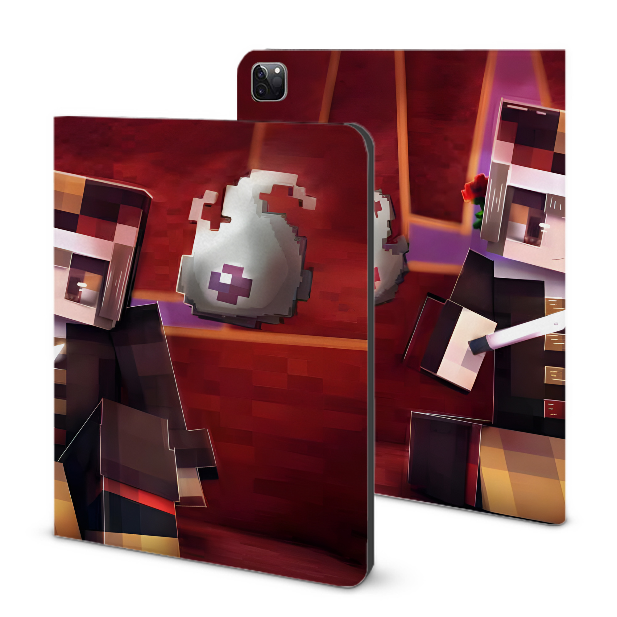 （画像用） マインクラフト ブロックの世界 Minecraft MC Block world IPad ケース ブック型 PUレザー TPU 耐衝撃 軽量 薄型 ペン収納なし 全面保護 IPad 各モデル対応